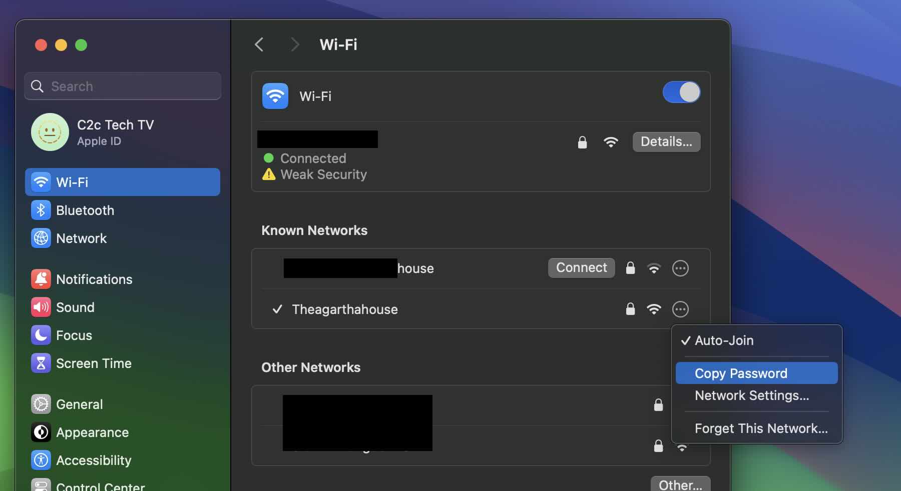 Copy Password on Wifi Network on Mac